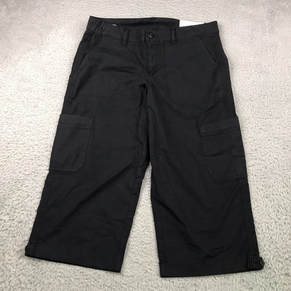 American Eagle Low Rise Straight‎ Crop Pants Womens 4 Short Black Cargo NEW NWT